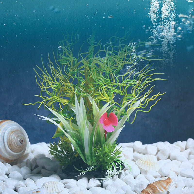 Artificial Curved Grass Fish Tank Water Plants Viewing for Aquarium Decor