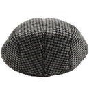 Mens Tweed Wool Herringbone Flat Cap Hat with Quilted Lining - Black & Grey K5B2
