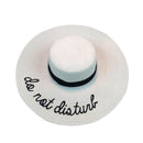 Summer Womens Wide Brim Do Not Disturb Sun Hat Embroidery Straw Cap Floppy