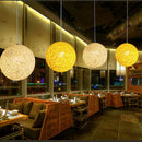 Yellow Bamboo, Rattan And Hemp Ball Chandelier Individual Creativity Spheri