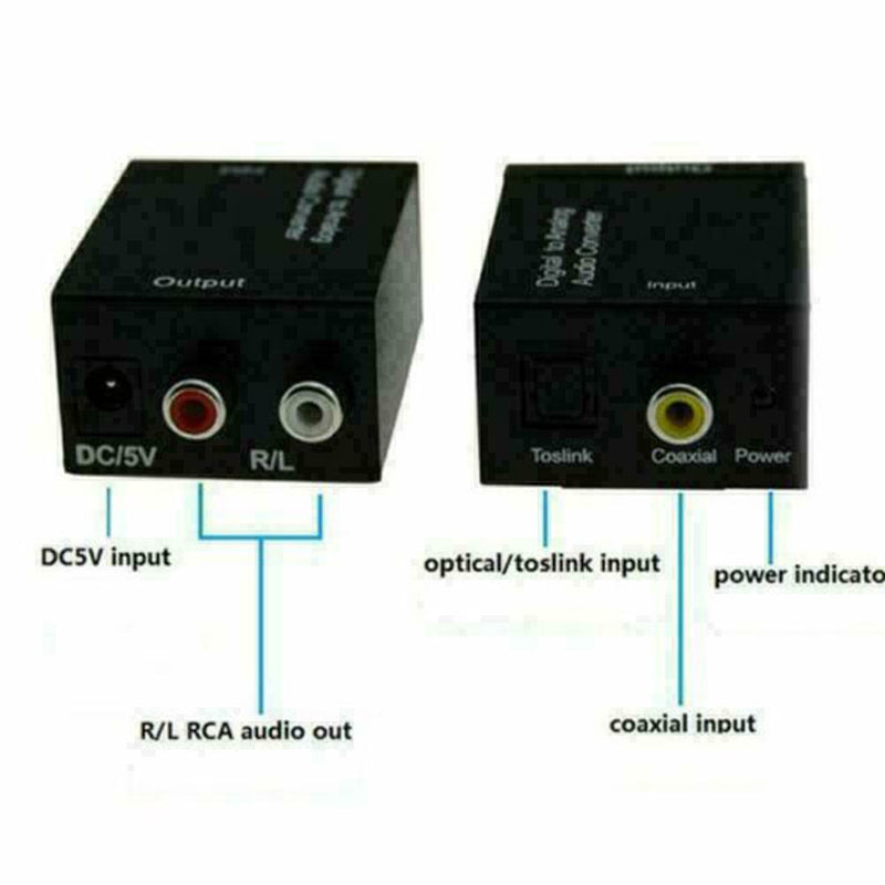 Digital Toslink Coaxial Optical to Analog Audio Converter Adapter H2S0 L/R A1R5