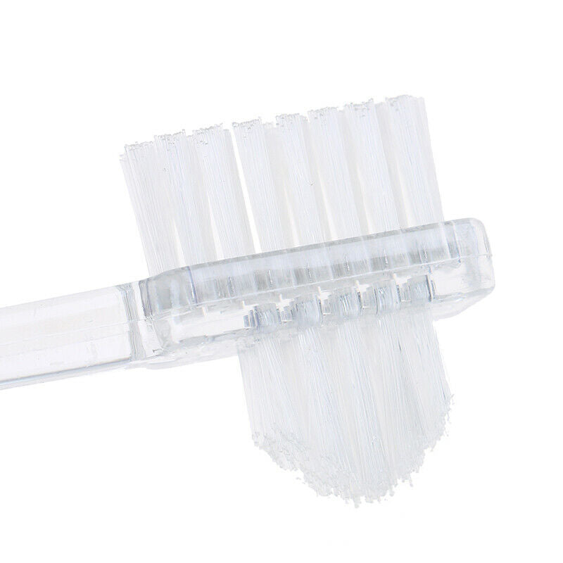 Double Side Denture Brush Ultra Soft Bristle Head False Teeth Toothbrush Oral Nw