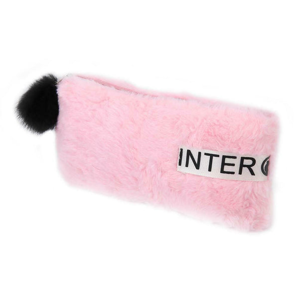 Cute Soft Plush Pencil Bag Stationery Cosmetic Pouch Student Supply (Pink) A#S