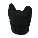 Cute Womens Girls Knit Devil Cat Ear Beanie Warm Elastic Hat Cap Winter Black