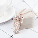 Cute Women's Jewelry Crystal Rhinestone Owl Pendant Necklace Sweater Chain