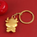 1PC Chinese Zodiac Ox Year Key Ring Pendant Lucky Bull Keychain Gift Souveni Hn