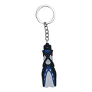 2x Mini Dive Fins Flippers Key Chain Holder Key Ring Keychain Blue+Red