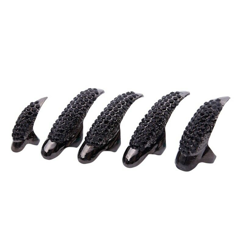 10Pcs/Set Diy Jewelry Punk Style Paved Paw Bend Fingertip Finger Claw Ring  H8E4