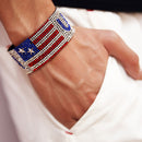 Hot Infinity Love USA With Flag Charms Rhinestone Bracelet- Red/Blue/White
