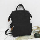 Solid Color Travel Backpacks Corduroy Women Large Top-handle Bags (Black) A
