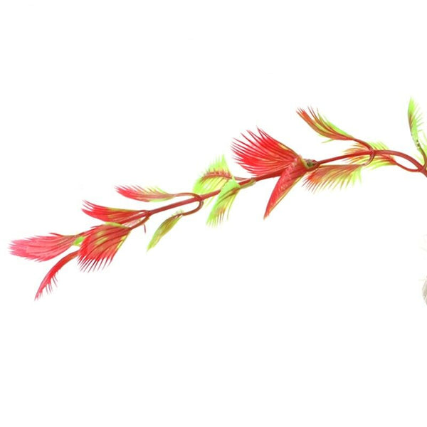Red Plastic Fern Plants Water Fish Tank Landscaping Aquarium Ornament DecoraH2X9