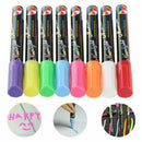 8 Liquid Chalk Pens Marker Reversible Neon Colours Glass Wipe Clean Marker