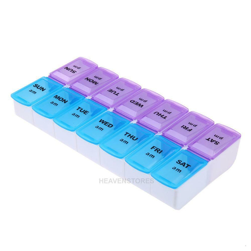 14 Slot 7 Day Pill Organizer Box Weekly Case Travel Medication Reminder hv2n