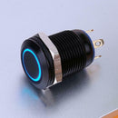 12mm Waterproof Flat Top Blue LED Metal Monmentary Push Button Switch