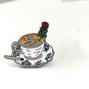 Creative Coffee Cup Badges Flower Brooches Jacket Decor Jewelry (Style 1)
