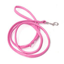 Rose-Red leather leash for small dog cat pet 1cmX120cm