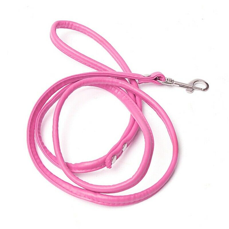 Rose-Red leather leash for small dog cat pet 1cmX120cm