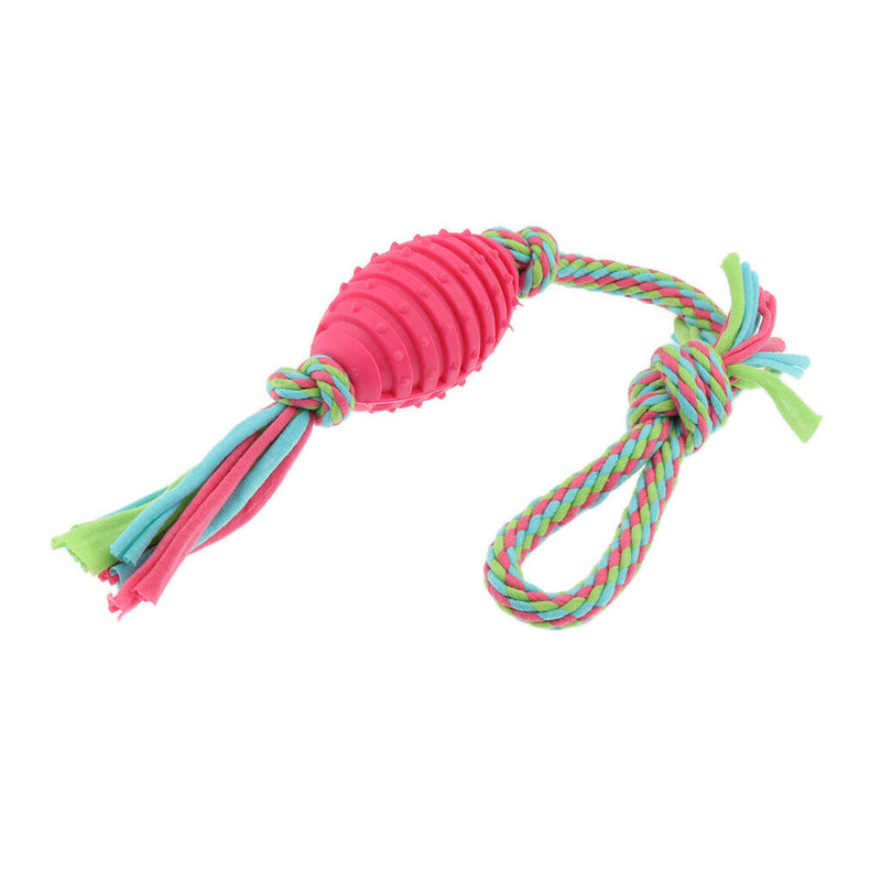 Pet Dog Puppy Chew Cotton Rope Rubber Ball Braided Knot Toys Products,47 cm
