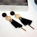 Leather Tassel Long Dangle Earrings For Women Fashion Jewelry Wood Exaggera