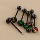 6 Pieces 16G Stainless Steel Tongue Ring Barbell Piercing Body Jewelry Black