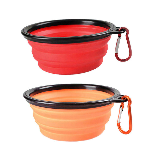 2pcs Portable Dog Cat Puppy Fashion Silicone Collapsible Feeding Food Water
