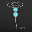 Lady Boho Retro Turquoise Chain Cuff Bracelet Hand Harness Jewelry Fashion