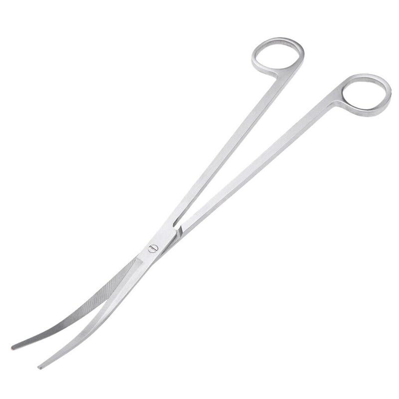 Set of 2, Stainless Steel Curved Forceps 27cm Tweezer & 25cm Scissor Aquarium