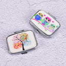 Square Metal Folding pill case Medicine Storage Organizer Pill Box Container Z