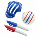 Golf Ball Stencil Triple Track 3 Line Drawing Putting Line Marker + 2x Pens Set