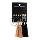 6 Pair Bohemian Long Tassel Pendant Drop Crystal Ears Stud Earring Set Jewe S7J4