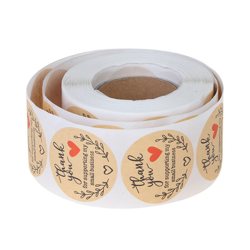 1.5 inch Round Kraft Thank You for Supporting Stickers / 500 Labels Per RolSEAU