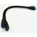 8-inch USB 3.0 20-Pin Motherboard Female to 2 Type-A Female Connectors Y-Ca