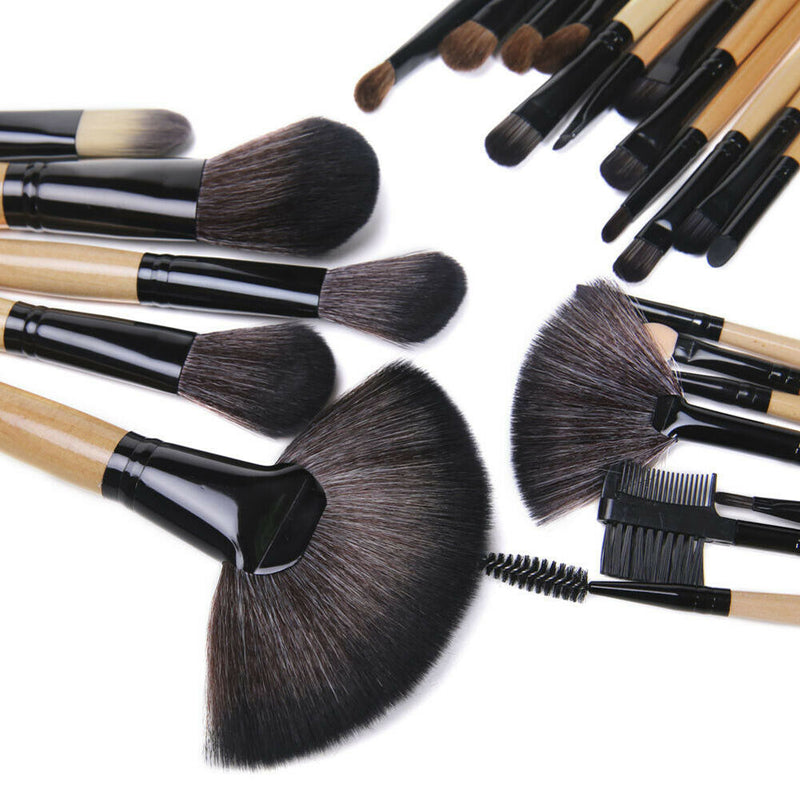 Pro 24 Pcs Makeup Brushes Cosmetic Tool Eyeshadow Powder Brush Set w/ Case K1B