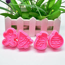 4pcs christmas cookie biscuit plunger cutter mould fondant cake mold baking N â„–[