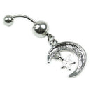 Half Moon Five Star Rhinestone Belly Ring Body Button Bars Jewelry New, Sil D6I5