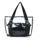 Set 2PCS Women's Handbag Tote Shoulder Bag Transparent PVC Black Fashion H7B4