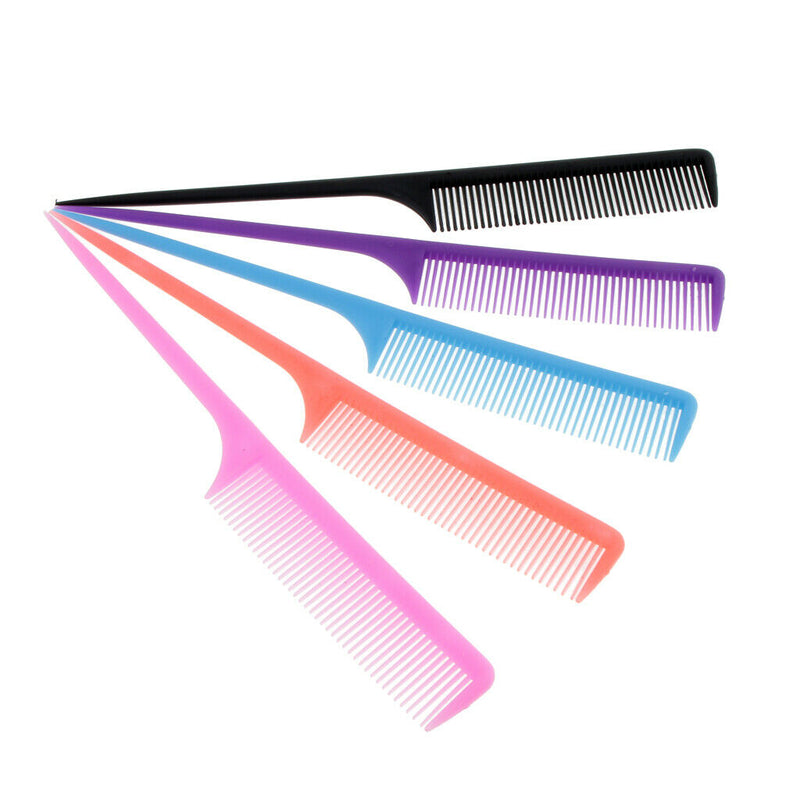 (5 Colors) 9'' Rat Tail Comb Fine-tooth Hair Comb with Thin and Long Handle