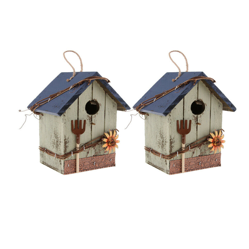 2 Pcs Handmade Decorative Bird House, Hanging House Bird Feeder with Hanging