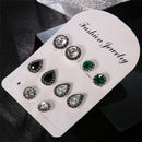 5Pairs  Boho Water Drop Crystal Rhinestone Stud Earrings Women Party Jewelry JR