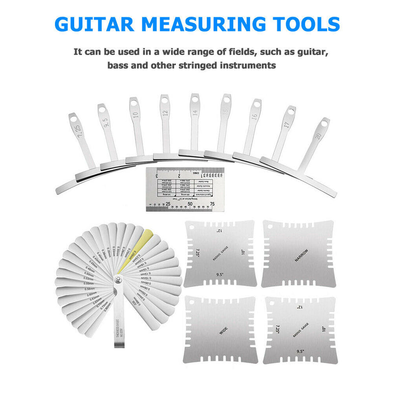 1 Set Guitar Measure Tool Understring Radius String Feeler Notched Radius Gauges