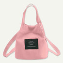 Letter Print Shoulder Bucket Handbags Women Canvas Crossbody Bags (Pink)