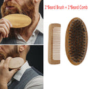 Mustache Care Wood Beard Comb Facial Shaving Boar Bristle Brush Beard Groomin 3C