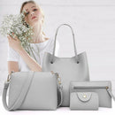 4pcs/set Litchi Pattern Women Shoulder Crossbody Handbags Clutch (Grey)