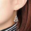Red And Clear Crystal Christmas Tree Shape Dangle Earrings Stud Christmas G F8K5