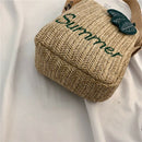 Summer Straw Square Bucket Backpack Zipper Design Women Straw Handbags Bags Y8Q8