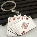 Fashion Poker Hand Playing Cards Royal Flush Keyring Metal Collectables Key G3Y0