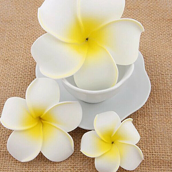 100 pcs Hawaiian Frangipani Foam Flower Head Decor for Wedding Crafts - YellY5N2
