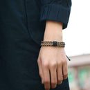 Retro Weave Braided Leather Bracelet Punk Charm Bangle Unisex Jewelry Gift