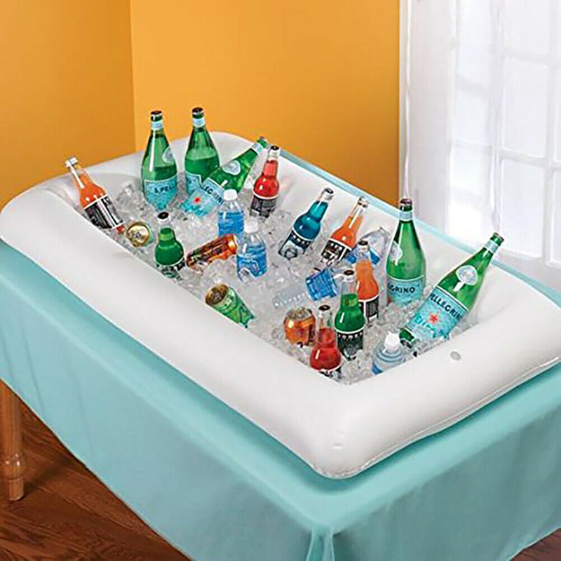 Inflatable Air Mattress Pool Water Salad Tray Beach Party Food Drink Holder A
