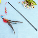 Cat Teaser Wand Toys Feather Rod Kitten Interactive Stick with Bell Pet Supplies